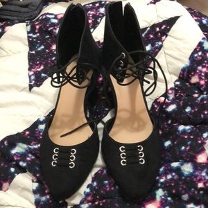 Torrid Black Wedge Lace Up Heel